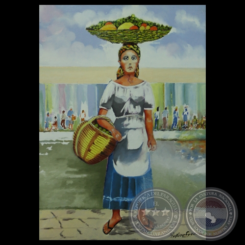 MUJER VENDEDORA DE FRUTAS - Óleo de RUFINO CARDOZO